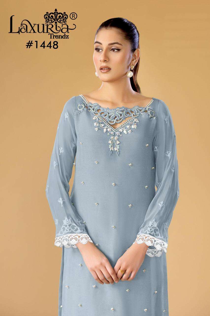 New Collection Kurti With Pant & Duptta D.No. 1448 By Laxuria Trends